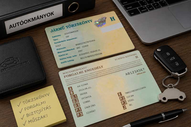 Gépjármű átíráshoz szükséges dokumentumok: törzskönyv, forgalmi engedély, autókulcs